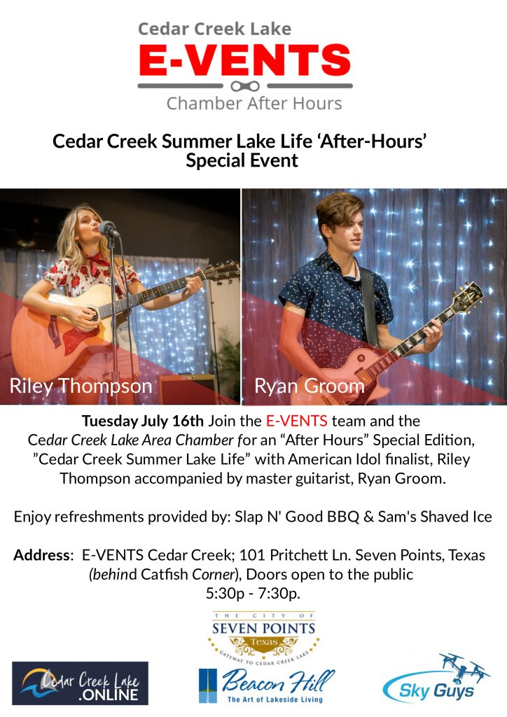 Cedar Creek Lake Chamber of Commerce After Hours with Riley Thompson at E-Vents in Seven Points.